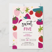 スイートストロベリー子供の誕生日 招待状 (正面)