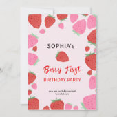 スイートストロベリー誕生日招待状 招待状 (正面)