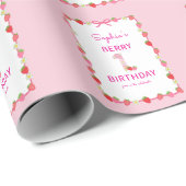 スイートストロベリー1st誕生日招待状 ラッピングペーパー (ロールコーナー)