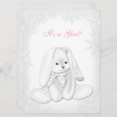 スイートスノーフレーク冬ワンダーランドベビースシャワー 招待状 (正面/裏面)