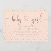 スイートスプリカラフルンクルバラ金ゴールドガールベビーシャワー 招待状 (正面/裏面)