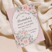 スイートスリーピングエレファントピンクフローラベビーシャワー セーブザデート