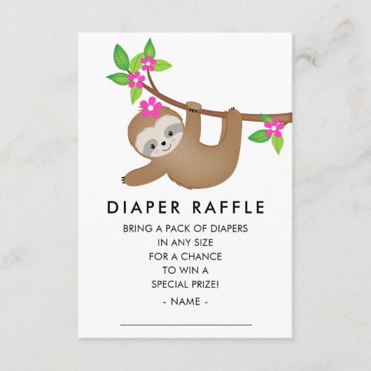 スイートスロッスガールズベビーシャワーオムツラッフル エンクロージャーカード (正面)