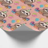 スイートスロッスガール誕生日ピンクワイルドアニマル ラッピングペーパー (角)