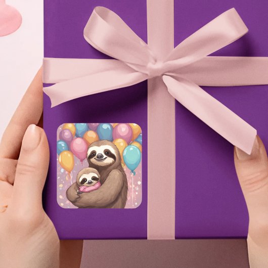 スイートスロッスベビーシャワーガールピンクバルーン スクエアシール