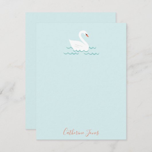 スイートスワン文パーソナライズされた房具 ノートカード (正面/裏面)