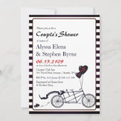 スイートタンデムモダン自転車カップルのシャワー 招待状 (正面)