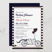 スイートタンデム自転車モダンブライダルシャワー 招待状 (正面/裏面)