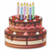 🎉 スイートチョコレートバースデーケーキのお祝い🍫🕯️ シール (正面)
