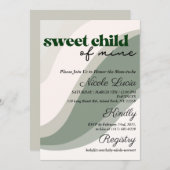スイートチルドオブマイングリーンベビーシャワー招待状 招待状 (正面/裏面)