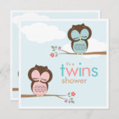スイートツインズオールズボーイガールベビーシャワー招待状 招待状 (正面/裏面)