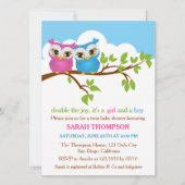 スイートツインズオールズボーイガールベビーシャワー招待状 招待状 (正面)