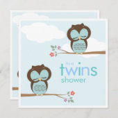 スイートツインズフーズボーイベビーシャワー招待状 招待状 (正面/裏面)
