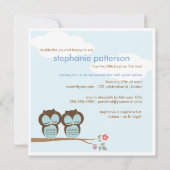 スイートツインズフートオウルズ男の子ベビーシャワー招待状 招待状 (裏面)