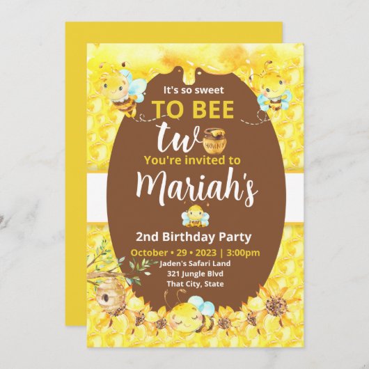 スイートツービー2歳の招待状 招待状 (正面/裏面)