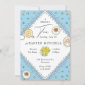 スイートティーパーティースカイブルーブライダルシャワー 招待状 (正面)