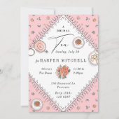 スイートティーパーティーピンクブライダルシャワー 招待状 (正面)