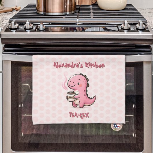 スイートティーレックスパーソナライズされた恐竜の動物パン キッチンタオル