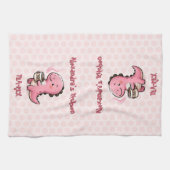 スイートティーレックスパーソナライズされた恐竜の動物パン キッチンタオル (横)