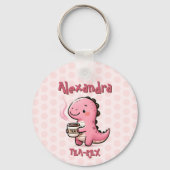 スイートティーレックスパーソナライズされた恐竜の動物パン キーホルダー (正面)