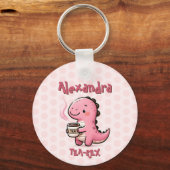 スイートティーレックスパーソナライズされた恐竜の動物パン キーホルダー (正面)