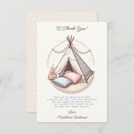 スイートテガーリーーペスレポバーパーティー誕生日 サンキューカード (正面/裏面)