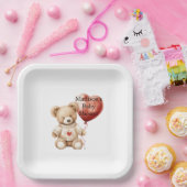 スイートテディベアハートバルーンベビーシャワー ペーパープレート (パーティー)