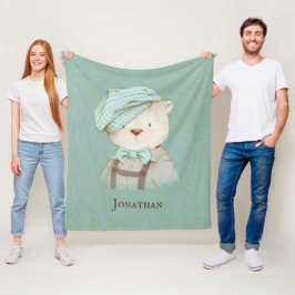 スイートテディベアパーソナライズされた名 フリースブランケット
