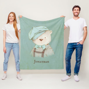 スイートテディベアパーソナライズされた名 フリースブランケット