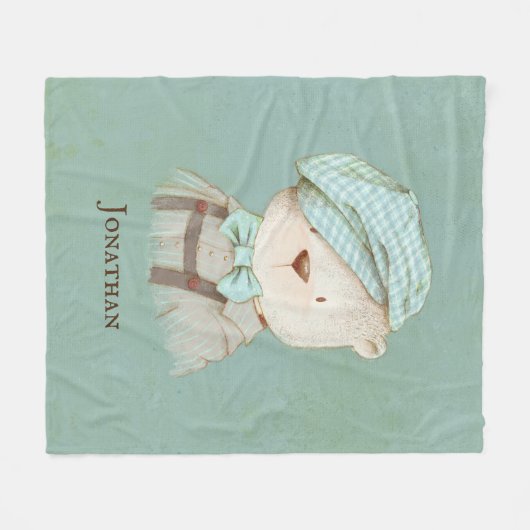 スイートテディベアパーソナライズされた名 フリースブランケット (正面(横))