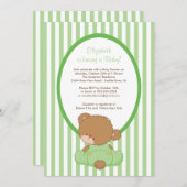 スイートテディベアベビーシャワー招待状グリーン 招待状 (正面/裏面)