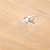 スイートテディベアーベージュニュートラルベビーシャワー アクリル招待状 (レイダウン)