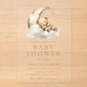 スイートテディベアーベージュニュートラルベビーシャワー アクリル招待状 (正面)
