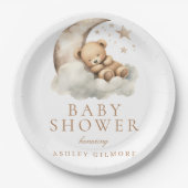 スイートテディベアーベージュニュートラルベビーシャワー ペーパープレート (正面)