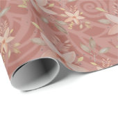 スイートテラコッタ赤面ウォーターカラーレースパターン ラッピングペーパー (ロールコーナー)