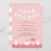 スイートテーブルベビーシャワー招待状 – ピンク 招待状 (正面/裏面)