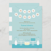 スイートテーブルベビーシャワー招待状 – 青 招待状 (正面/裏面)