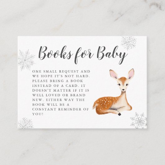 スイートディアグレイ冬の赤ちゃんシャワーブックリクエスト エンクロージャーカード (正面)