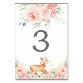 スイートディアー赤面ピンクフローラガールベビーシャワー テーブルナンバー (裏面)