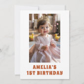 スイートデイジーワイルドワン 1歳の誕生日パーティー 写真 招待状 (裏面)