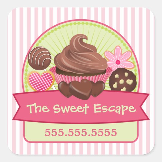 スイートデザートベーカリーボックスシール スクエアシール (正面)
