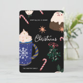 スイートデザート図解入りの、写真付きのホリデーフードクリスマス シーズンカード (スタンド正面)