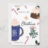 スイートデザート図解入りの、写真付きのホリデーフードクリスマス シーズンカード (正面)