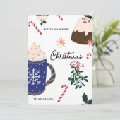 スイートデザート図解入りの、写真付きのホリデーフードクリスマス シーズンカード (スタンド正面)