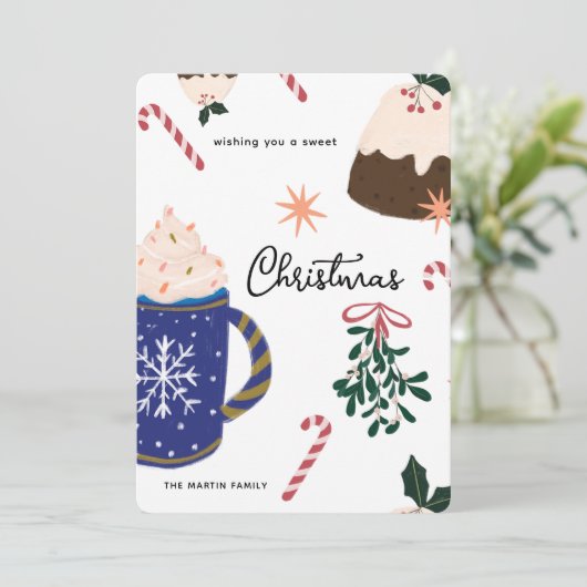 スイートデザート図解入りの、写真付きのホリデーフードクリスマス シーズンカード