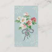 スイートデリケートなみすぼらしいコテージブルーフローラブーケ 名刺 (裏面)