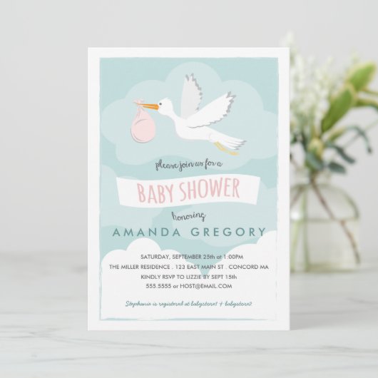 スイートデリバリーストークベビーシャワー招待状 招待状 (スタンド正面)