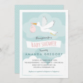 スイートデリバリーストークベビーシャワー招待状 招待状 (正面/裏面)