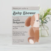 スイートトイドググレーとティール（緑がかった色）ベビーシャワー招待状 招待状 (スタンド正面)