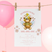 スイートトゥビーピンクハニーベア1st誕生日 招待状